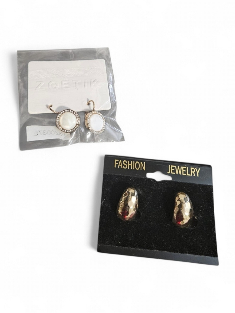 Pick: Mother-of-Pearl Drops Earrings or Gold Faceted Huggie Clip ons ~ NWOT